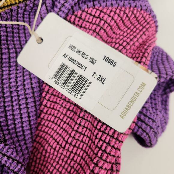 Agua Bendita Hazel Swim Crop Top Short Sleeve Purple Pink Size 3XL NWT - Picture 5 of 6